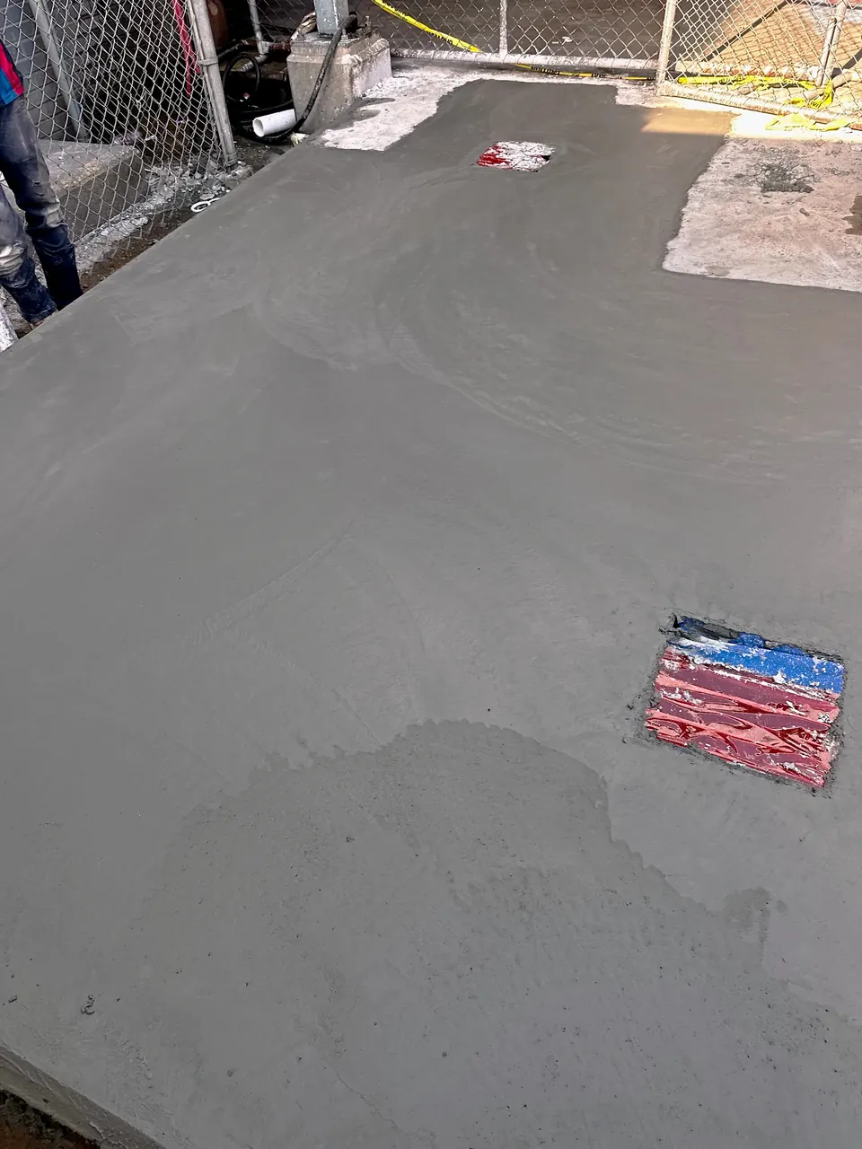 The finished concrete surface curing